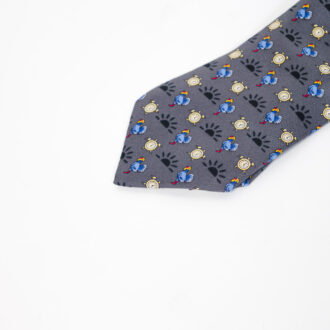Corbata Hermès estampado fondo gris - Imagen 4