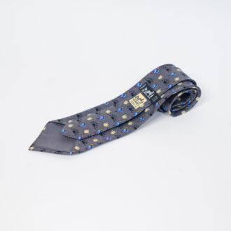 Corbata Hermès estampado fondo gris - Imagen 3