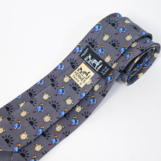 Corbata Hermès estampado fondo gris - Imagen 2