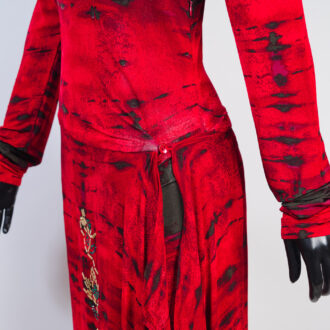 Vestido largo Chacock estampado rojo y negro - Imagen 2