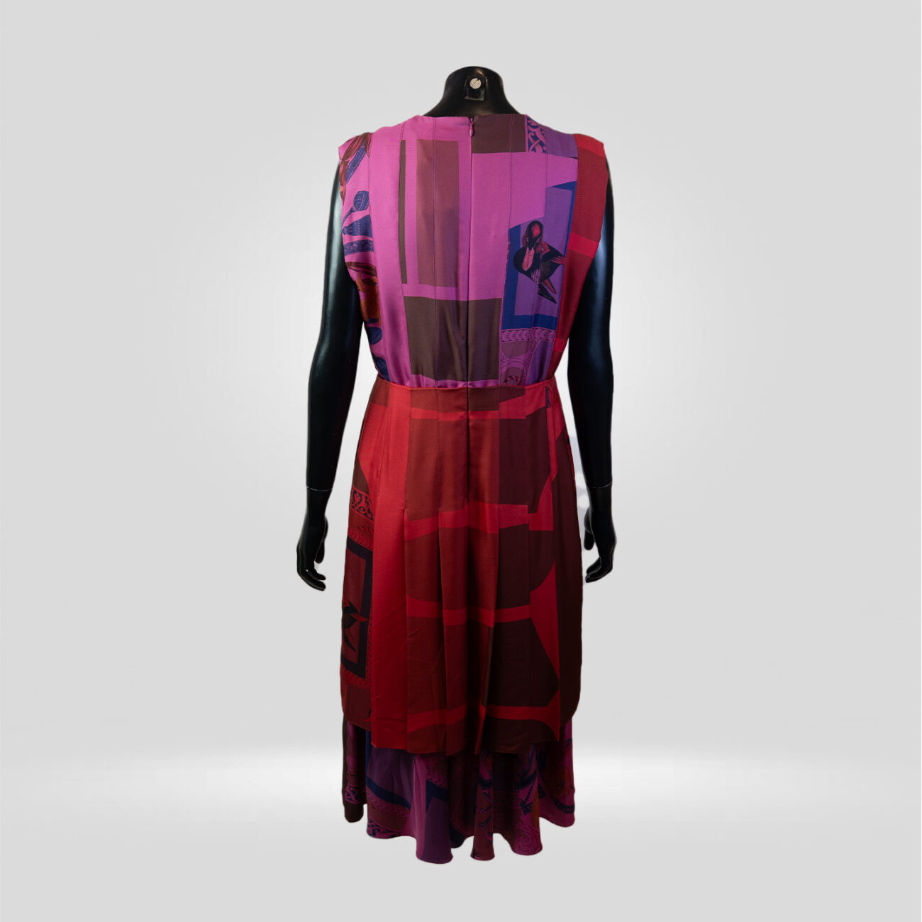 Vestido Salvatore ferragamo seda fucsia y rojo - Imagen 2